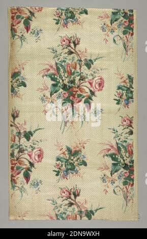 Textil, Medium: Baumwolle Technik: Bedruckte Baumwolle, England, ca. 1820, bedruckte, gefärbte & bemalte Textilien, Textil Stockfoto