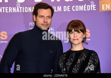 Laurent Lafitte und Marina Fois nehmen an der Vorführung von 'Papa ou Maman' im Rahmen des 18. Alpe d'Huez Comedy Film Festivals in Frankreich am 16. Januar 2015 Teil. Foto von Nicolas Briquet/ABACAPRESS.COM Stockfoto