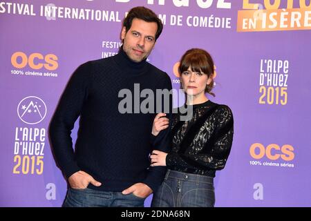 Laurent Lafitte und Marina Fois nehmen an der Vorführung von 'Papa ou Maman' im Rahmen des 18. Alpe d'Huez Comedy Film Festivals in Frankreich am 16. Januar 2015 Teil. Foto von Nicolas Briquet/ABACAPRESS.COM Stockfoto