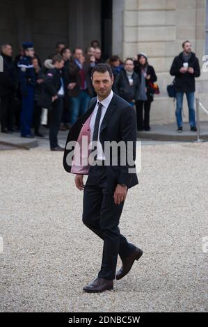 Der Kapitän der französischen Handball-Nationalmannschaft Jerome Fernandez bei der Celebration Handball der französische Team-Weltmeister Tittle 2015 im Palais de l'Elysee in Paris, Frankreich, am 3. Februar 2015. Foto Thierry Orban/ABACAPRESS.COM Stockfoto