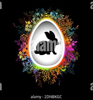 Frohe Ostern Text. Mehrfarbige Postkarte. Gemischte Medien. Vektorgrafik Stock Vektor