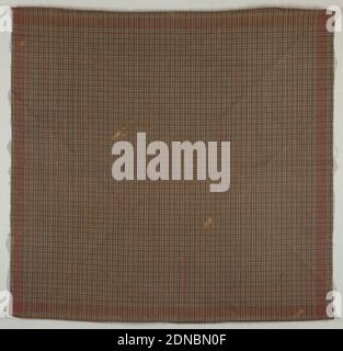 Textil, Medium: Baumwolle Technik: Leinwandbindung, Gingham in braun, weiß, grün und rot., USA, Ende des 19. Jahrhunderts, gewebte Textilien, Textil Stockfoto