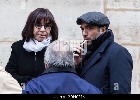 Danielle Evenou und ihr Sohn Jean-Baptiste Martin bei der Trauerfeier von Corinne Le Poulain in der Kirche Saint-Roch in Paris, Frankreich am 16. Februar 2015. Foto von Audrey Poree/ ABACAPRESS.COM Stockfoto