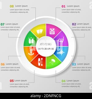 Infografik Design-Vorlage mit Tauchen Icons, Stock Vektor Stock Vektor