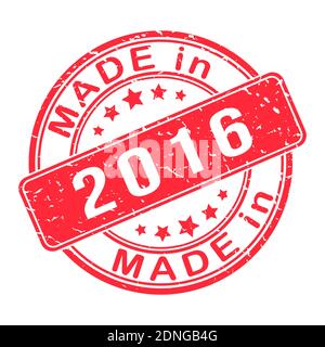 Abdruck eines Siegels oder einer Briefmarke mit der Inschrift AUS dem Jahre 2016. Editierbare Vektordarstellung. Etikett, Aufkleber oder Marke. Flacher Style. Stock Vektor