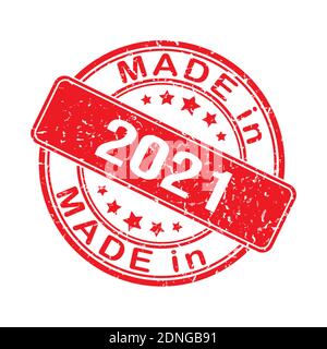 Abdruck eines Siegels oder einer Briefmarke mit der Inschrift AUS dem Jahre 2021. Editierbare Vektordarstellung. Etikett, Aufkleber oder Marke. Flacher Style. Stock Vektor