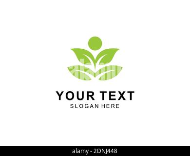 Human Yoga mit Blättern Logo Design Inspiration Stock Vektor