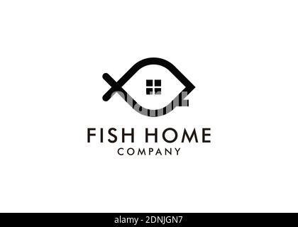 Einfache Symbol Fisch Haus Logo Vorlage Design Inspiration Stock Vektor