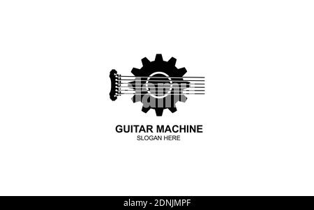 guitar machine music Production Logo Design symbol inspiration Stock Vector