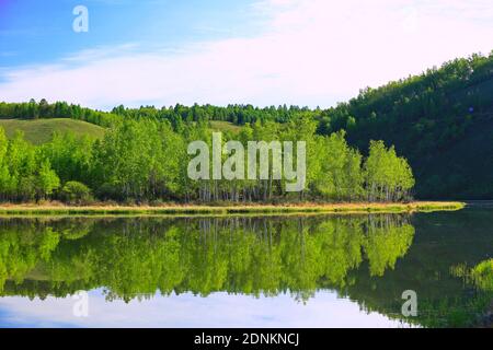 Die größere hinggan Berge Wald See Landschaft Stockfoto
