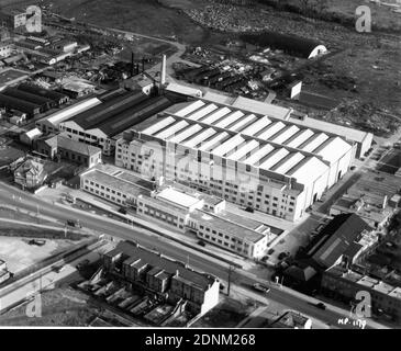 Luftaufnahme des ASSOZIIERTEN FILMS BRITISH PICTURE CORPORATION (ABPC) STUDIOS an der Shenley Road Borehamwood in der Gemeinde Elstree Und Borehamwood England in 1950 Werbung für assoziierte Briten Stockfoto