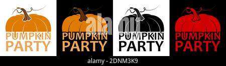 pumpkin party set. Thanksgiving autumn harvest. Autumn Halloween pumpkins. Edible plants. Isolated vector on white background in flat style Stock Vector