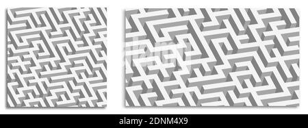 Quadratische und rechteckige Hintergrund mit hellen 3D-Labyrinth für Desktop-Bildschirmschoner, Poster oder Banner. Weg aus einer schwierigen Krisensituation. Vektor Stock Vektor