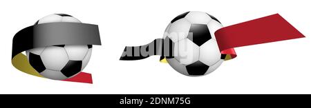 Bälle für Fußball, klassischer Fußball in Bändern mit Farben der belgischen Flagge. Design-Element für Fußballwettbewerbe. Belgische Nationalmannschaft. Isolierte V Stock Vektor