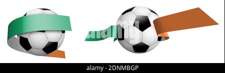 Bälle für Fußball, klassischer Fußball in Bändern mit Farben der irischen Flagge. Design-Element für Fußballwettbewerbe. Irische Nationalmannschaft. Isolierter Vec Stock Vektor