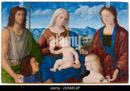 Jungfrau und Kind mit Heiligen und Stiftern, Gemälde von Pietro degli Ingannati, um 1505 Stockfoto