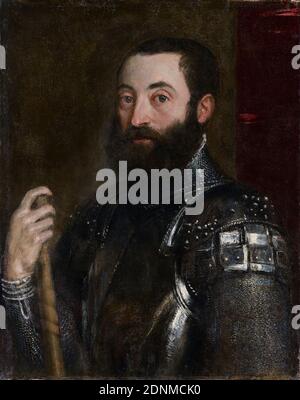 Guidobaldo II della Rovere (1514-1574), Herzog von Urbino, Portrait painting in OIL on Panel von Tizian, Tiziano Vecellio, 1545 Stockfoto