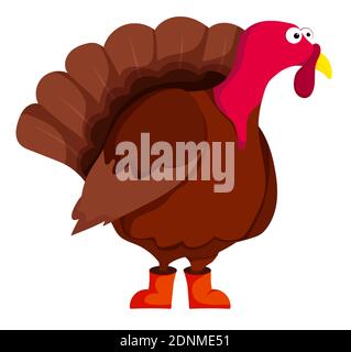 Funny turkey in cartoon style. Farm animals. Main course for thanksgiving. Vector Stock Vektor