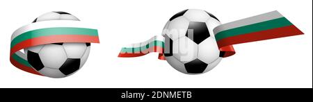 Bälle für Fußball, klassischer Fußball in Bändern mit Farben der bulgarischen Flagge. Design-Element für Fußballwettbewerbe. Bulgarische Nationalmannschaft. Isolieren Stock Vektor