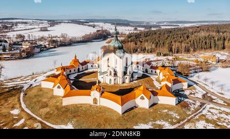 Wallfahrtskirche St. Johannes von Nepomuk in Zelena Hora, Tschechische republik, ist das Meisterwerk des Architekten Santini Aichl.Tschechische Kulturerbe und Stockfoto