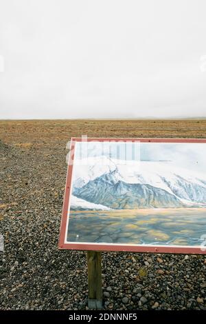 Minimale leere Island Landschaft Detail einer Wolke bedeckt Aussichtspunkt - einst gab es einen Gletscher - versteckt von Wolken - kein Blickpunkt Stockfoto