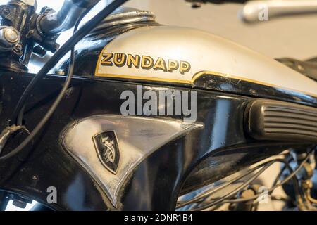 Logo eines Zündapp Motorrads, PS.SPEICHER Museum, Einbeck, Niedersachsen, Deutschland, Europa Stockfoto
