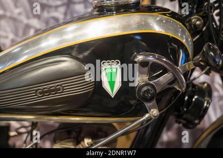 Logo eines DKW SB 200 Motorrads, 1933, PS.SPEICHER Museum, Einbeck, Niedersachsen, Deutschland, Europa Stockfoto