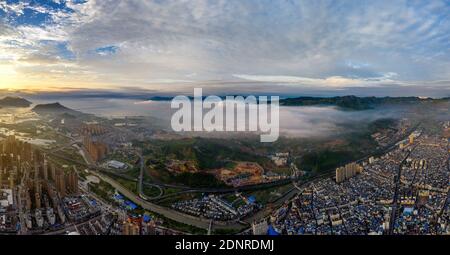 Aerial ningde der provinz fujian See kasumigaura Stadtbau Stockfoto