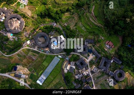 Luftaufnahme NaJing tulou in der Provinz fujian Stockfoto