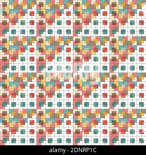 Halbtransparentes Quadrate-Muster auf weißem Hintergrund. Geometrisches Muster. Stockfoto