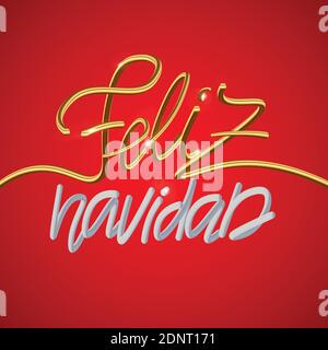 Feliz Navidad Spanisch Frohe Weihnachten Urlaub goldene Dekoration Stock Vektor