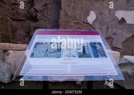 Rom, Italien. Dezember 2020. Detail des Augustusmausoleums in Rom (Foto: Matteo Nardone/Pacific Press) Quelle: Pacific Press Media Production Corp./Alamy Live News Stockfoto