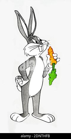 Illustration von Bugs Bunny, eine animierte Zeichentrickfigur von Leon Schlesinger Productions. Stockfoto