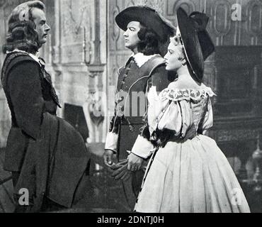 Filmstill aus 'Forever Amber' mit Linda Darnell, Cornel Wilde, Richard Greene und George Sanders. Stockfoto