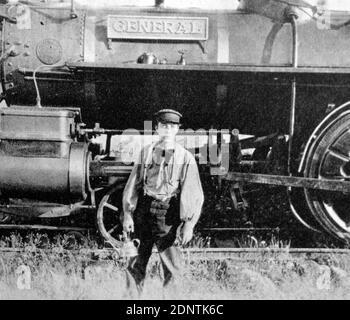 Filmstill von Buster Keaton (1895-1966) aus 'The General'. Stockfoto