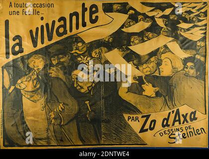 Théophile-Alexandre Steinlen, Imprimerie Charles Verneau, A toute occasion une feuille - la vivante, Papier, Lithographie, Gesamt: Höhe: 135 cm; Breite: 188 cm, Produkt- und Unternehmenswerbung (Plakate), Produktwerbung (Plakate), Zeitung, Presse, Journalismus, Publikum, Alter Mann, Alte Frau, Flyer, Broschüre Stockfoto