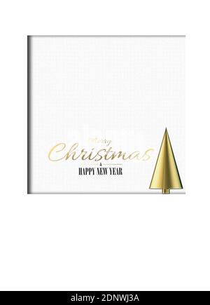 Minimalist abstract Christmas holiday card on white for mock up. 3D render Stock Photo