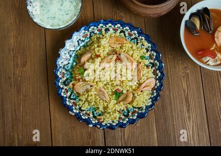 Bulgur di Pesce - Italienischer Bulgur mit Venusmuscheln Stockfoto