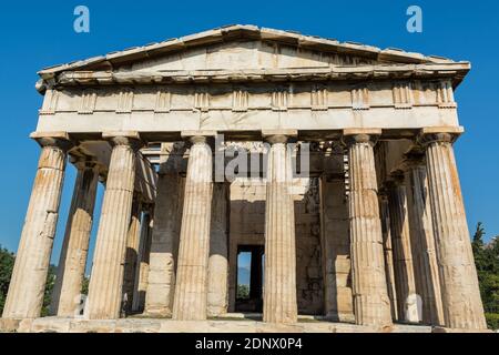 Tempel von Hephaestus (Hephaestion), ein gut erhaltener griechischer Tempel; er bleibt, groß wie errichtet stehend. Es ist ein Doric peripteral Tempel, gelegen bei t Stockfoto