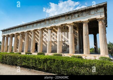 Tempel von Hephaestus (Hephaestion), ein gut erhaltener griechischer Tempel; er bleibt, groß wie errichtet stehend. Es ist ein Doric peripteral Tempel, gelegen bei t Stockfoto