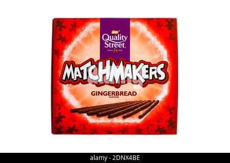 Box von Nestle Qualität Straße Matchmakers Lebkuchen Geschmack isoliert auf Weißer Hintergrund - Schokoladen-Matchmakers Stockfoto