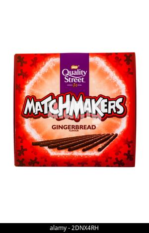 Box von Nestle Qualität Straße Matchmakers Lebkuchen Geschmack isoliert auf Weißer Hintergrund - Schokoladen-Matchmakers Stockfoto