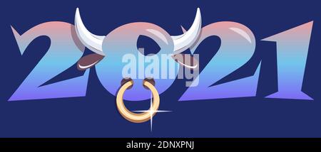 2021 Ox Chinese Happy New Year Number Design Vektor Illustration Stock Vektor