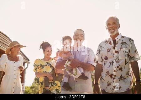 Three generation family together Stock Photo