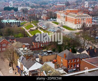 Blick auf Chesterfield Town Hall und Chesterfield Stadt Zentrum in Derbyshire England Stockfoto