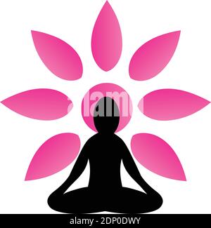 Yoga Silhouette Stock Illustration mit Sonne im Hintergrund Stock Vektor