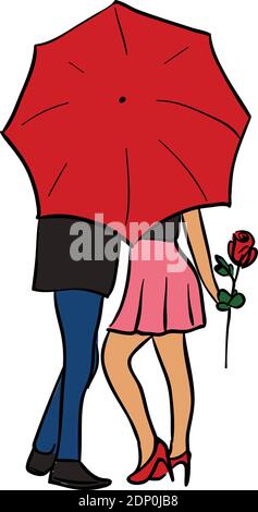 Lovers couple under umbrella happy valentines day holiday concept Stock Vektor