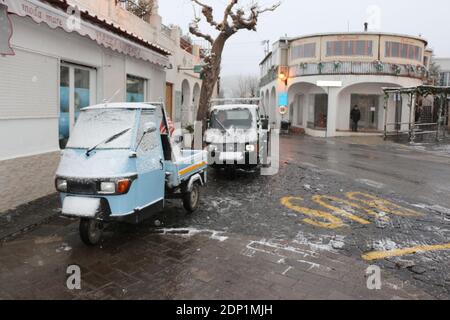 Neve ad Anacapri sull'isola di Capri - Schnee auf der Insel Capri, Italien Stockfoto