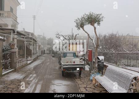 Neve ad Anacapri sull'isola di Capri - Schnee auf der Insel Capri, Italien Stockfoto