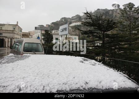 Neve ad Anacapri sull'isola di Capri - Schnee auf der Insel Capri, Italien Stockfoto